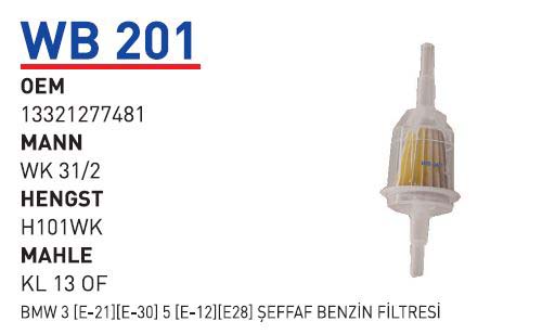 BMW 3 [E-21][E-30] 5 [E-12][E28] SEFFAF BENZIN FILTRESI [WB201]