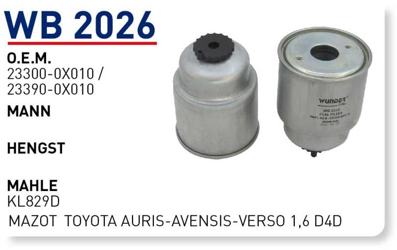 TOYOTA AURIS-AVENSIS-VERSO 1,6 D4D [WB2026]