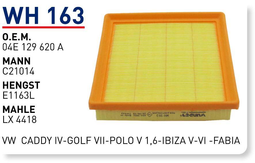 VOLKSWAGEN CADDY IV-GOLF VII-POLO V 1,6-IBIZA V-VI -FABIA-OCTAVIA-YETI 1,6 [WH163]