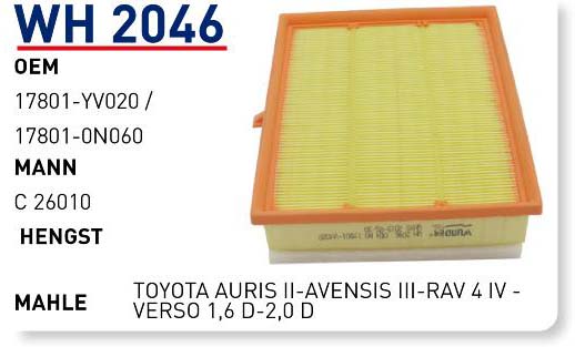 TOYOTA AURIS II-AVENSIS III-RAV 4 IV -VERSO 1,6 D-2,0 D [WH2046]
