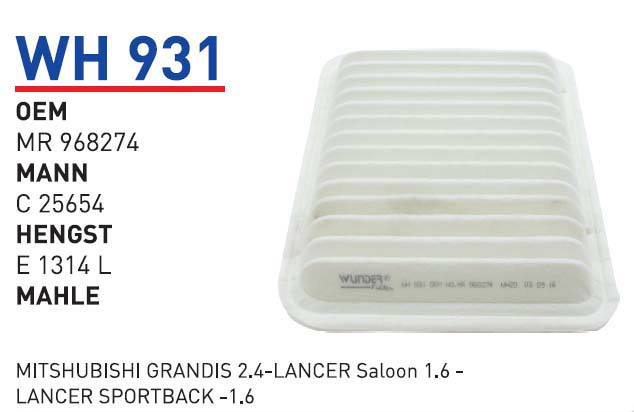 MITSHUBISHI GRANDIS 2.4-LANCER Saloon 1.6 -LANCER SPORTBACK -1.6 [WH931]
