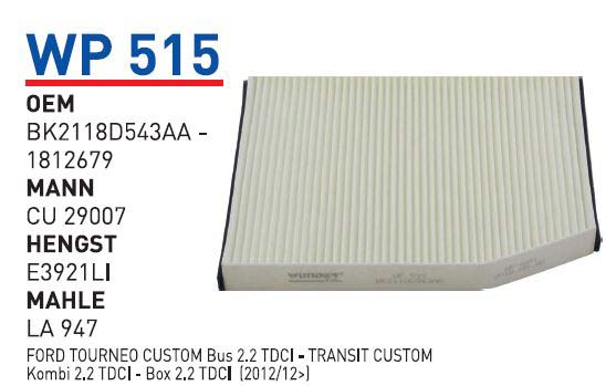 FORD TOURNEO CUSTOM Bus 2.2 TDCi - TRANSIT CUSTOM Kombi 2.2 TDCi - Box 2.2 TDCi  (2012/12 - /) [WP515]