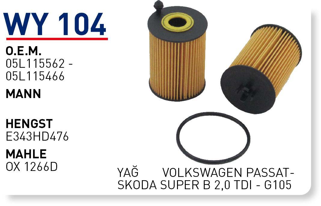 VOLKSWAGEN PASSAT-SKODA SUPER B 2,0 TDI - G105 [WY104]