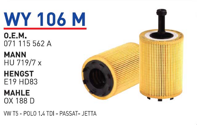 VOLKSWAGEN T5 - POLO 1.4 TDI - PASSAT- JETTA MANN TYPE [WY106M]