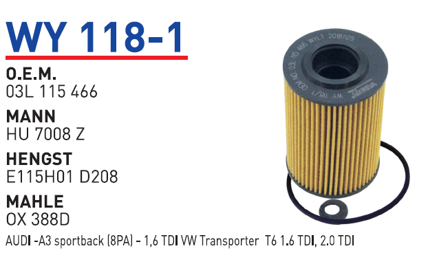 AUDI -A3 sportback (8PA) - 1,6 TDI [WY118/1]